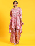 Women Pink Tropical Print Co-Ord Set.