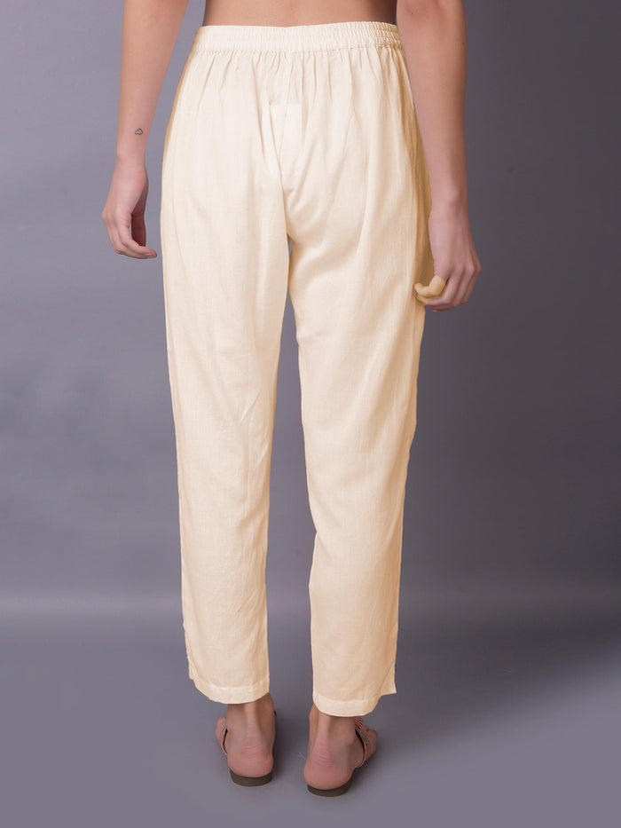 Women Plain Beige Trouser.