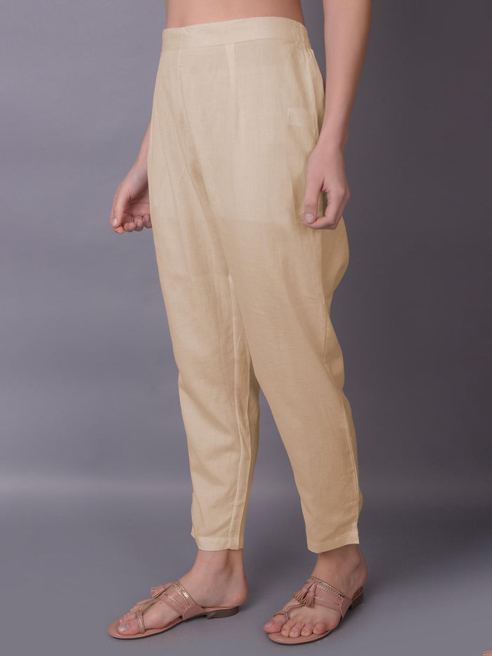 Women Plain Beige Trouser.