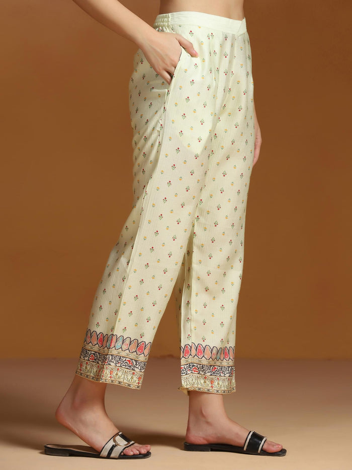 Women Poly Viscose Beige Floral Print Kurta Comfort Pant Dupatta.