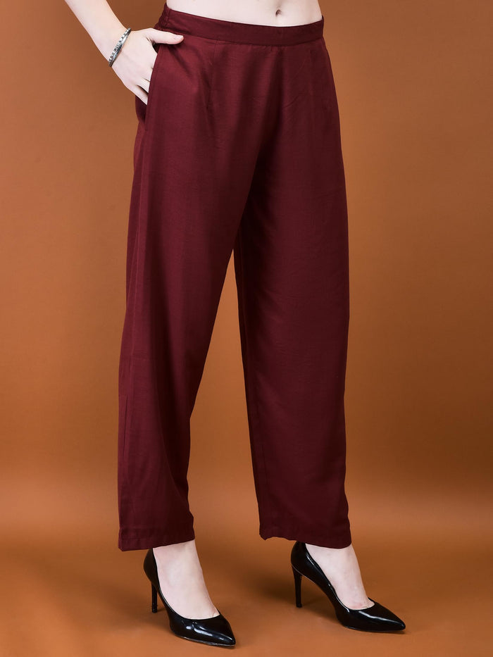 Women Poly Viscose Coral Solid Co-Ord Set.