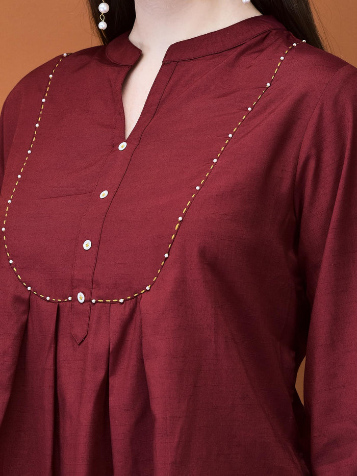 Women Poly Viscose Coral Solid Co-Ord Set.