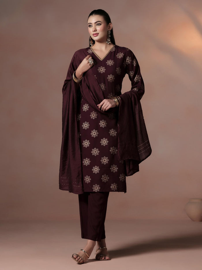 Women Poly Viscose Orchid Floral Print Kurta Comfort Pant Dupatta.
