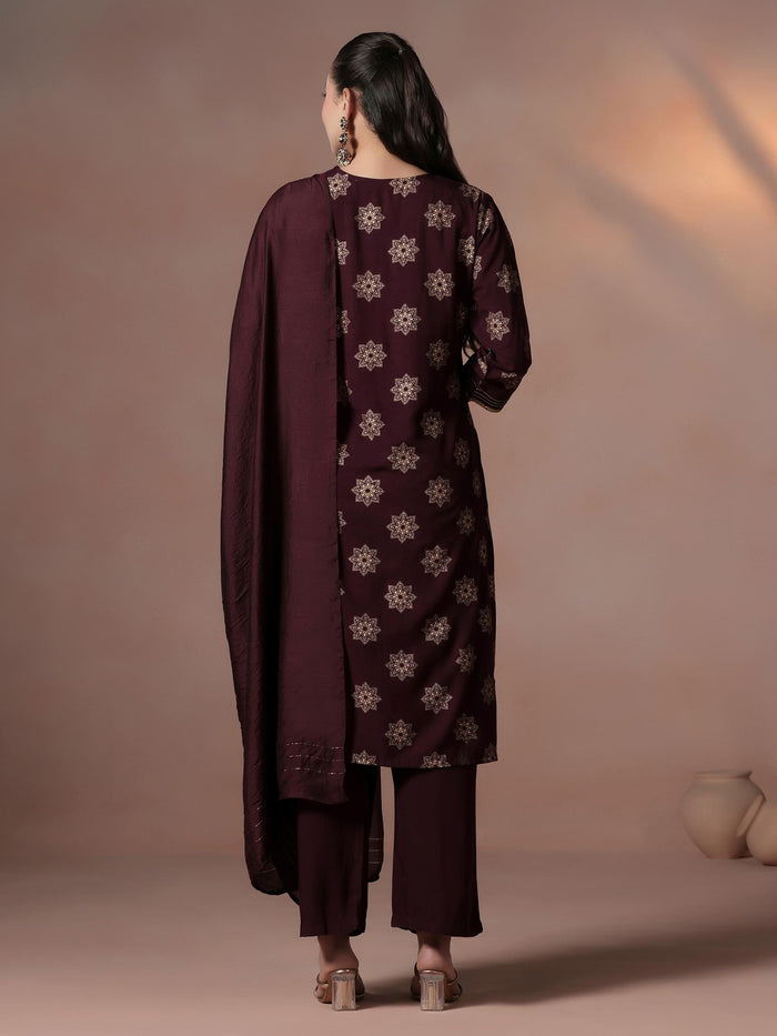 Women Poly Viscose Orchid Floral Print Kurta Comfort Pant Dupatta.