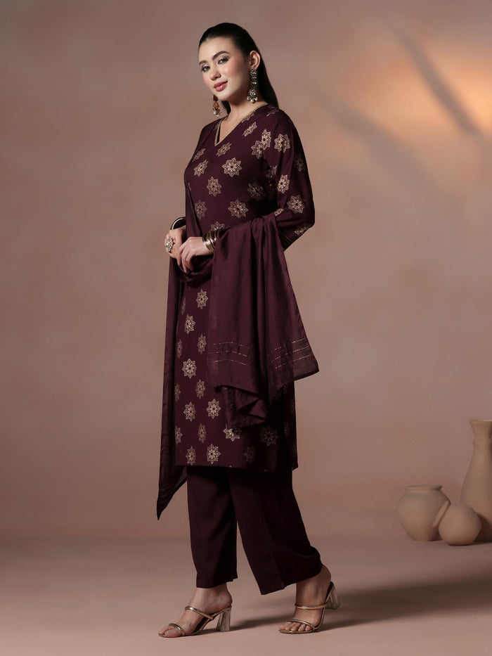 Women Poly Viscose Orchid Floral Print Kurta Comfort Pant Dupatta.