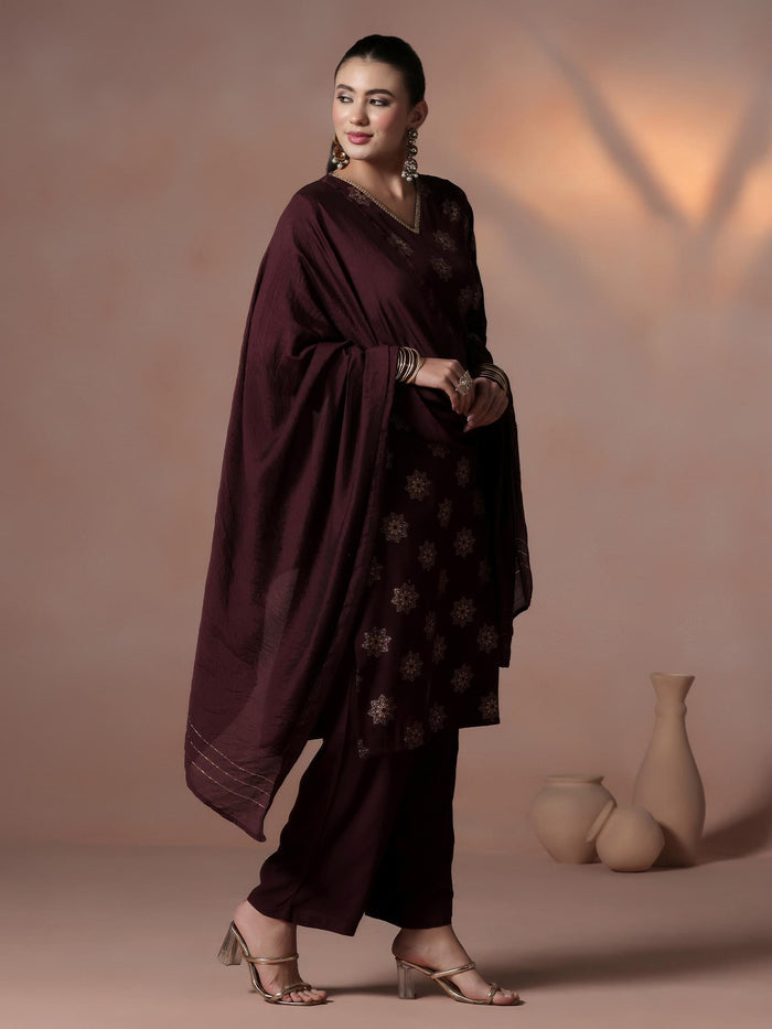 Women Poly Viscose Orchid Floral Print Kurta Comfort Pant Dupatta.
