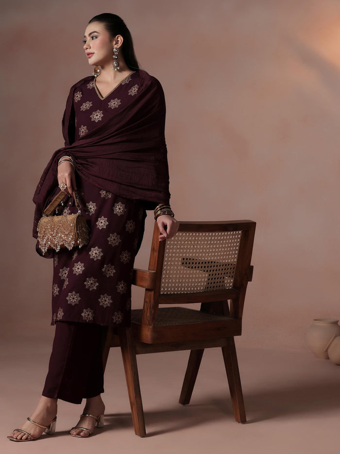 Women Poly Viscose Orchid Floral Print Kurta Comfort Pant Dupatta.