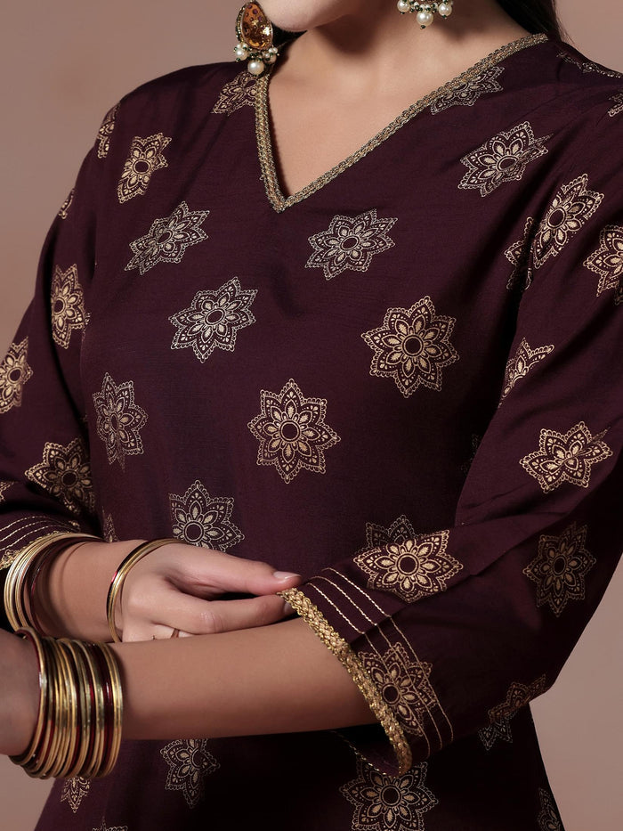 Women Poly Viscose Orchid Floral Print Kurta Comfort Pant Dupatta.