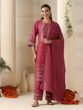 Women Poly Viscose Peach Floral Print Kurta Comfort Pant Dupatta.