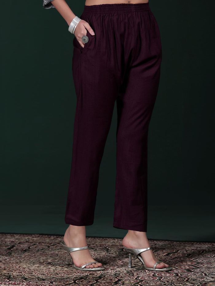 Women Poly Viscose Purple Embroidered Kurta Comfort Pant Dupatta.