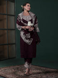Women Poly Viscose Wine Embroidered Kurta Comfort Pant Dupatta.