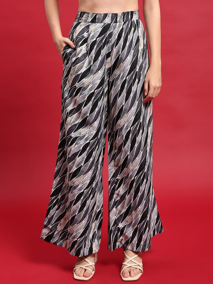 Women Polyester Grey Abstract Print Co-Ord Set.