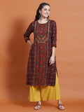 Women Purple Geometric Print Kurta.
