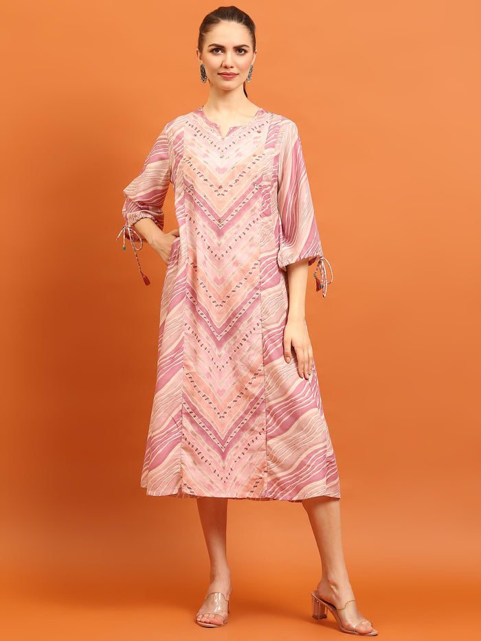 Women Purple Geometric Printed Dress.