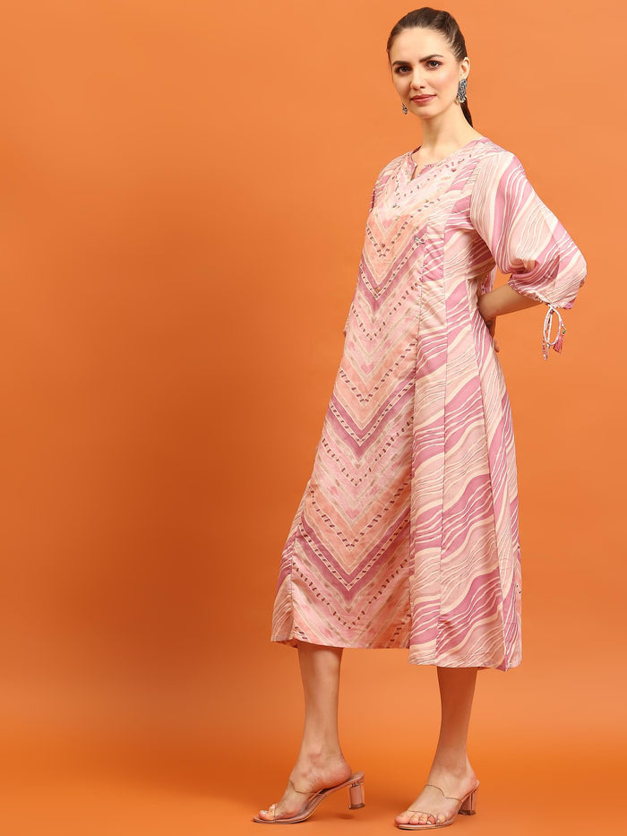 Women Purple Geometric Printed Dress.