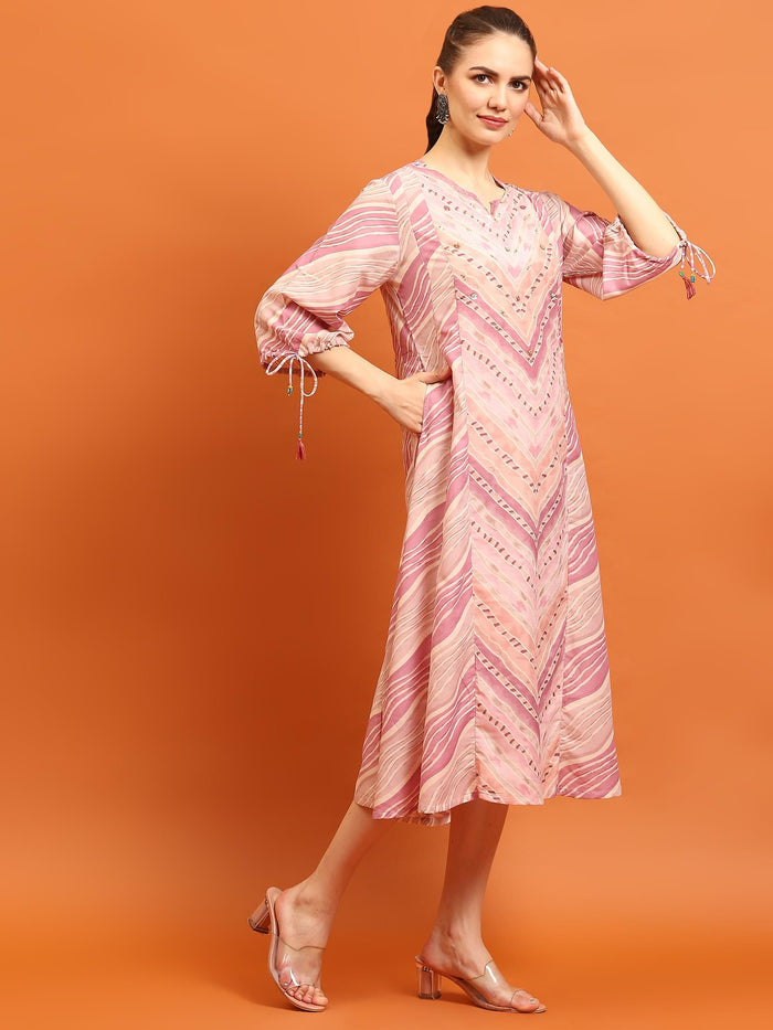 Women Purple Geometric Printed Dress.