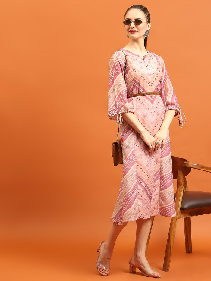 Women Purple Geometric Printed Dress.