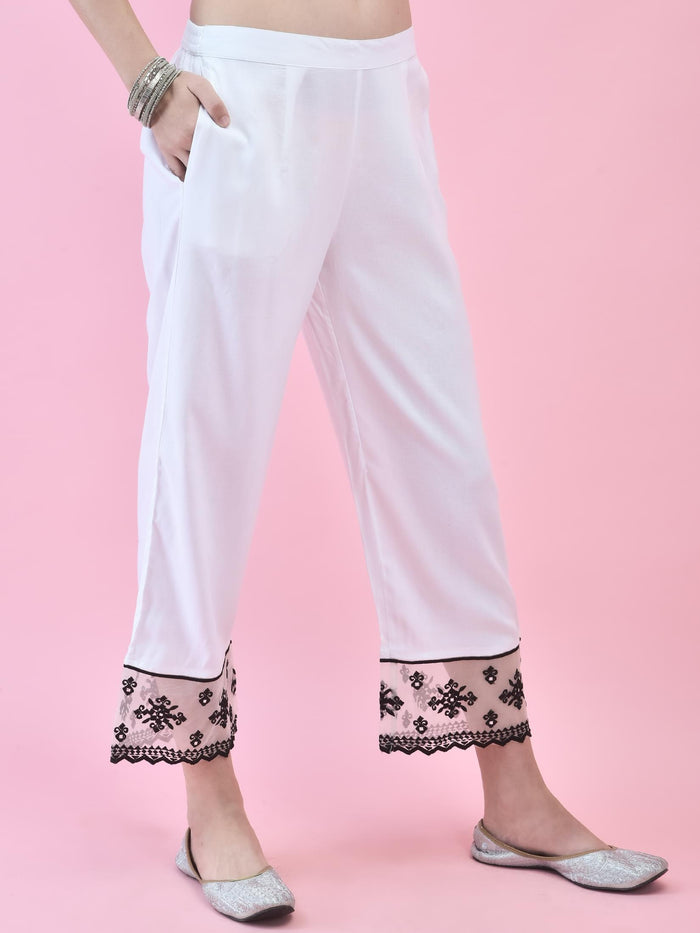 Women Rayon White Kurta Comfort Pant Dupatta.
