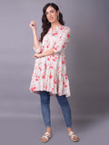 Women Red Floral Printed Kurti.