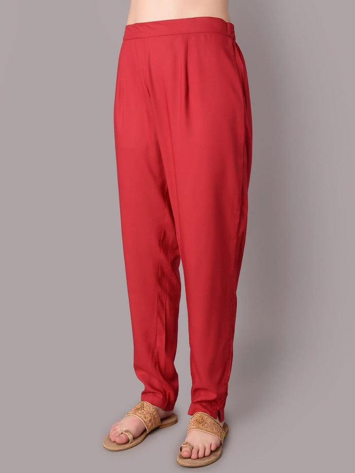 Women Red Kurta With Trouser.