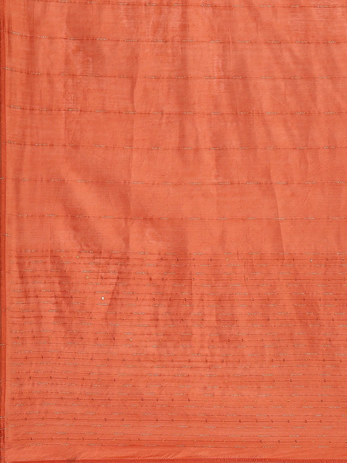 Women Rust Ornamental Printed Kurta Sharara Dupatta.
