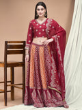 Women Samaira Fuchsia embroidered Blouse Skirt Dupatta.