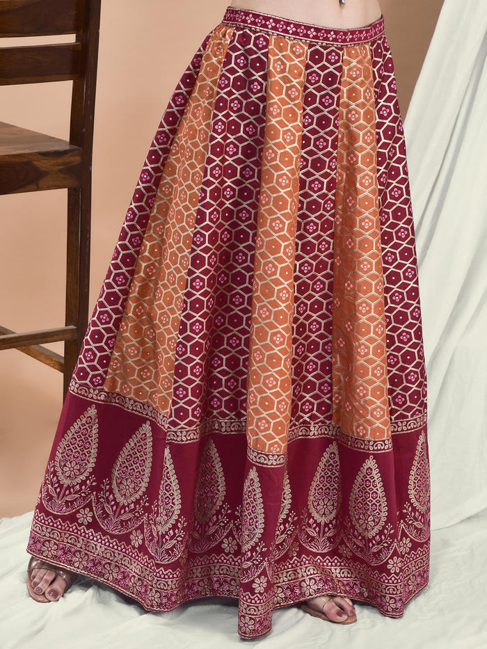 Women Samaira Fuchsia embroidered Blouse Skirt Dupatta.