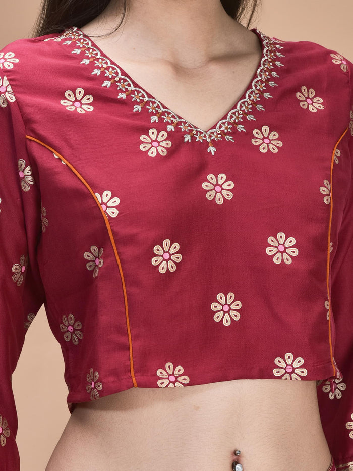 Women Samaira Fuchsia embroidered Blouse Skirt Dupatta.