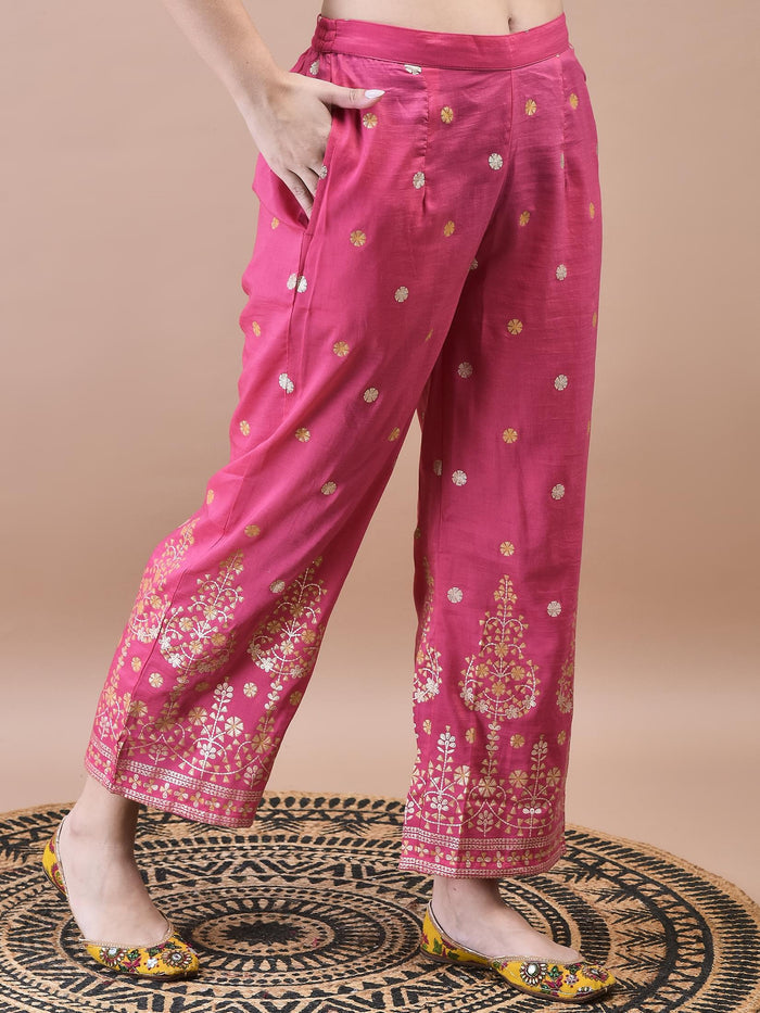 Women Samaira Mustard Ornamental Print Kurta Comfort Pant Dupatta.