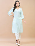 Women Shantoon Blue Solid Kurta.