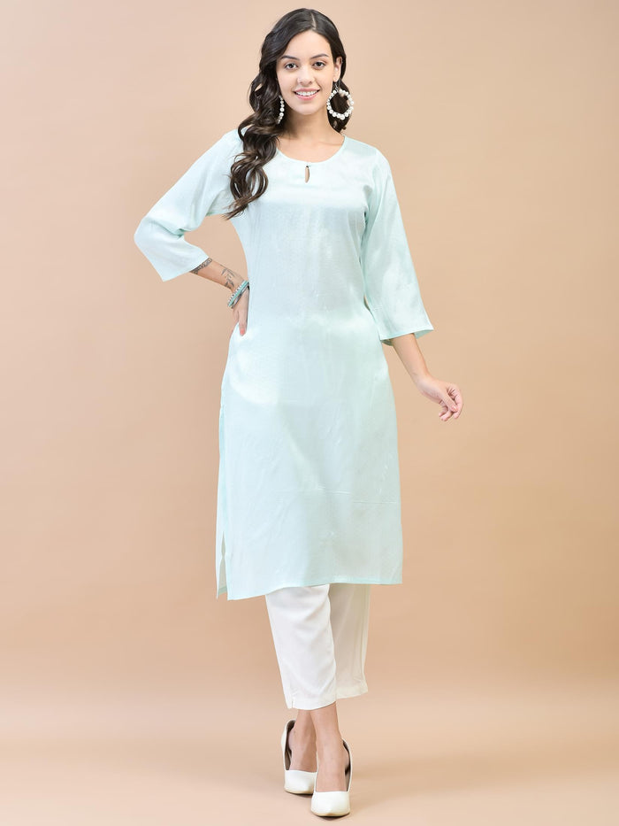 Women Shantoon Blue Solid Kurta.