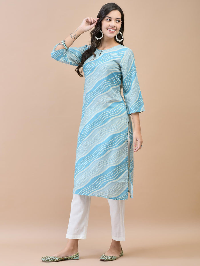 Women Shantoon Blue Solid Kurta.