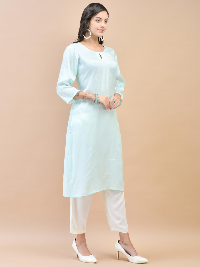 Women Shantoon Blue Solid Kurta.