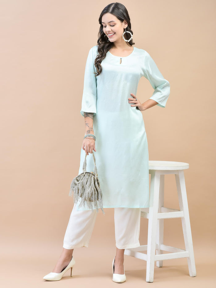 Women Shantoon Blue Solid Kurta.