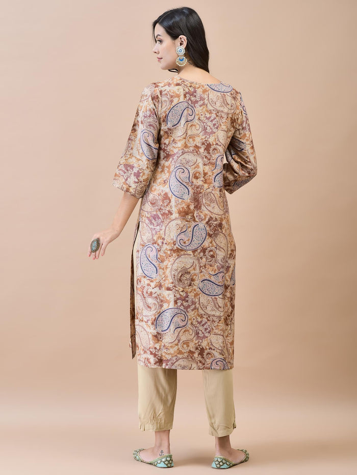 Women Shantoon Brown Solid Kurta.