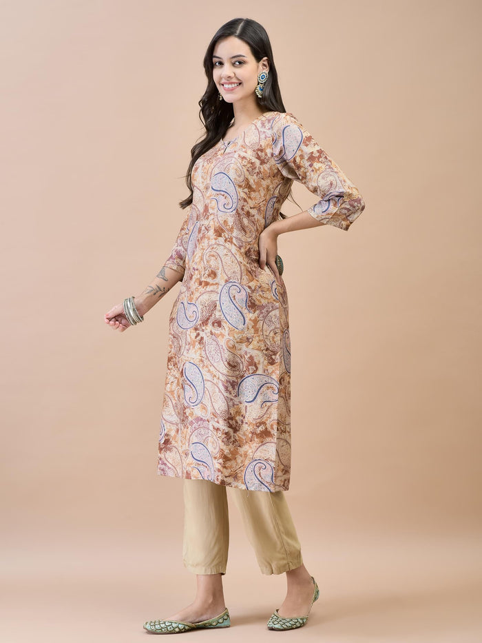 Women Shantoon Brown Solid Kurta.