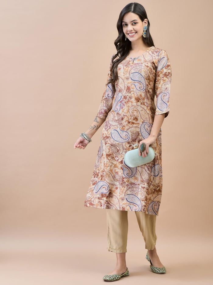 Women Shantoon Brown Solid Kurta.