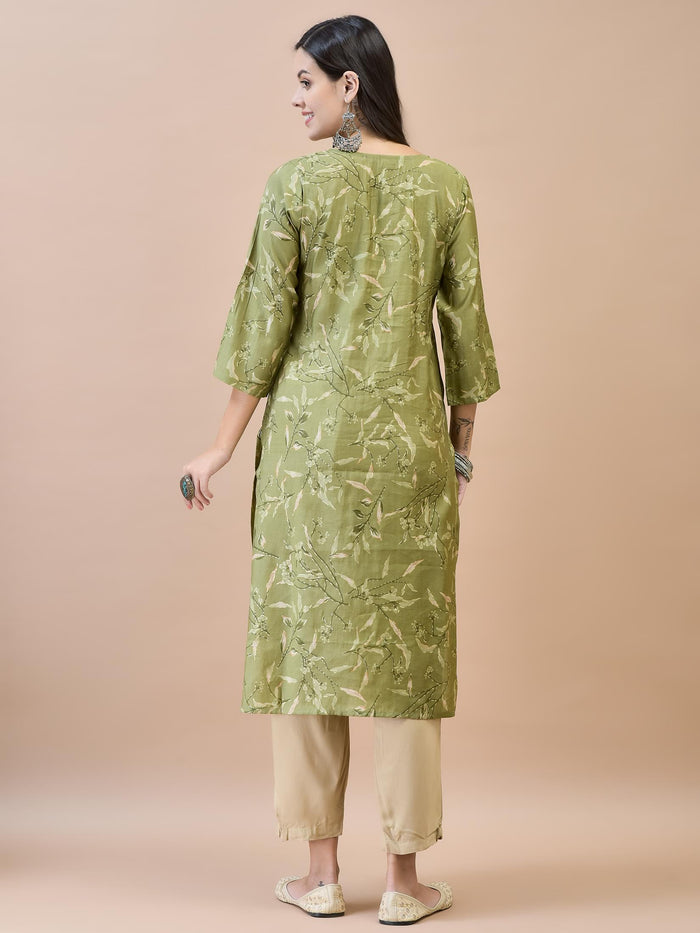 Women Shantoon Green Solid Kurta.