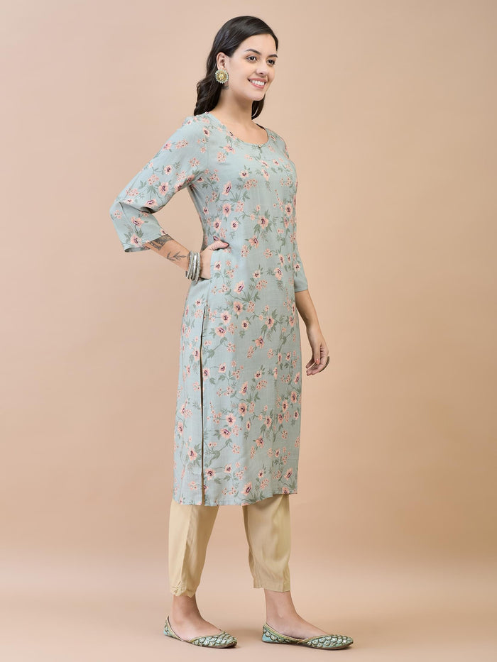 Women Shantoon Green Solid Kurta.