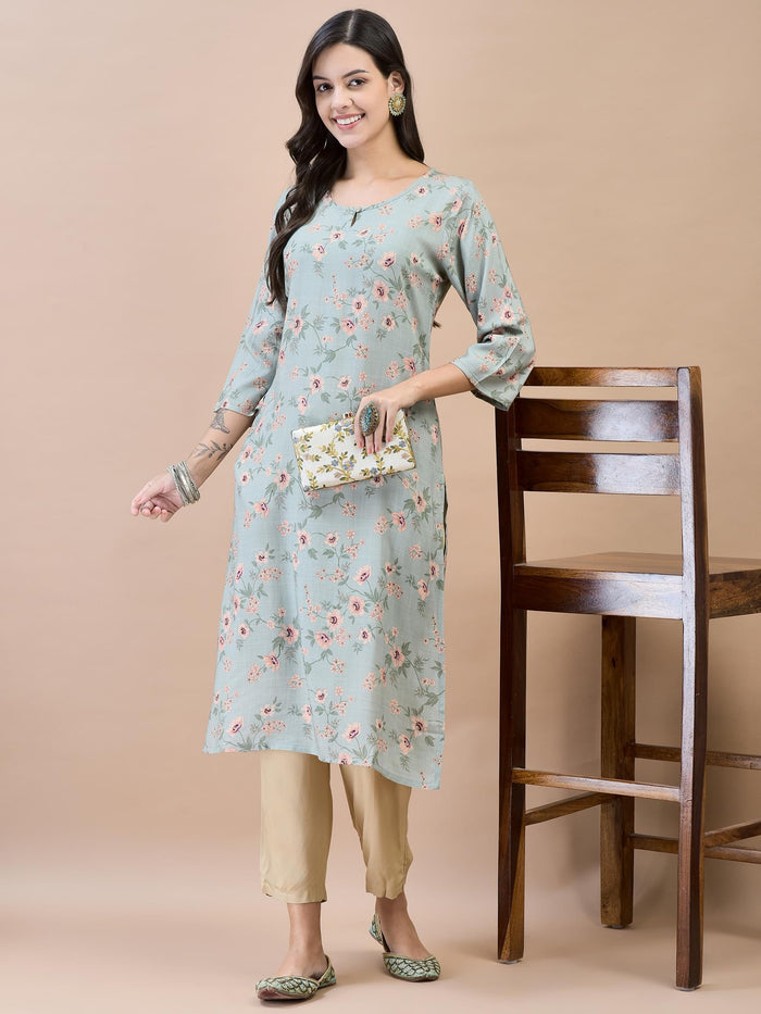 Women Shantoon Green Solid Kurta.
