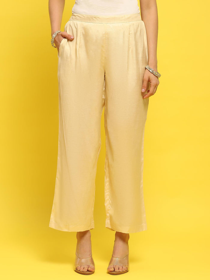Women Silk Beige Woven Kurta Comfort Pant Dupatta.