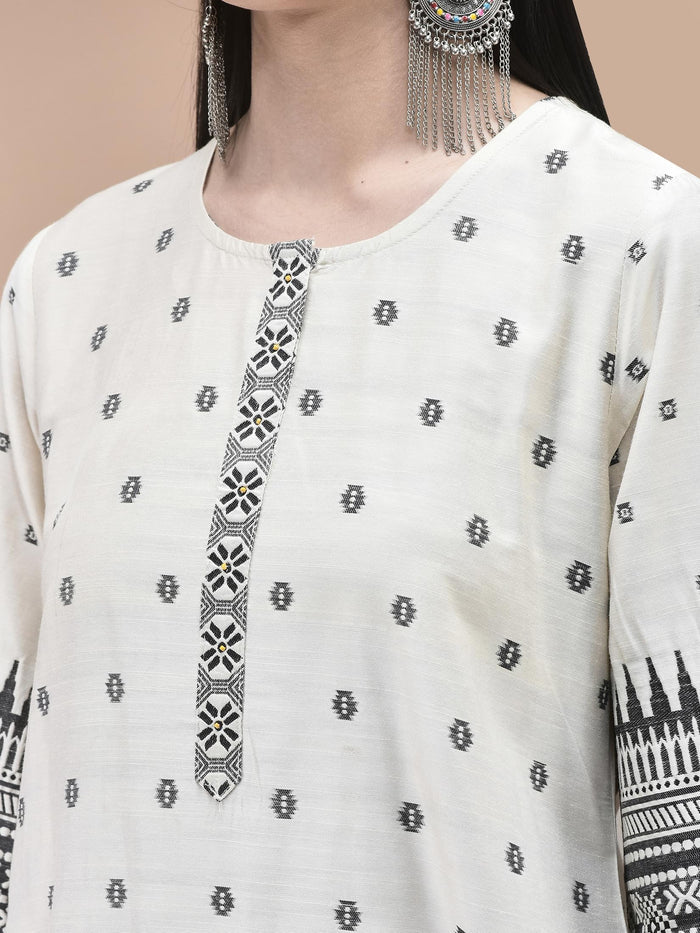 Women Silk Jacquard Beige Solid Kurta Comfort Pant Dupatta.