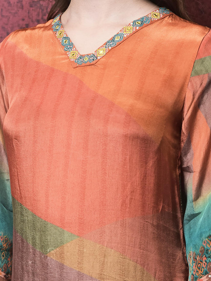 Women Straight Multicolor Kurta Comfort Pant Dupatta.