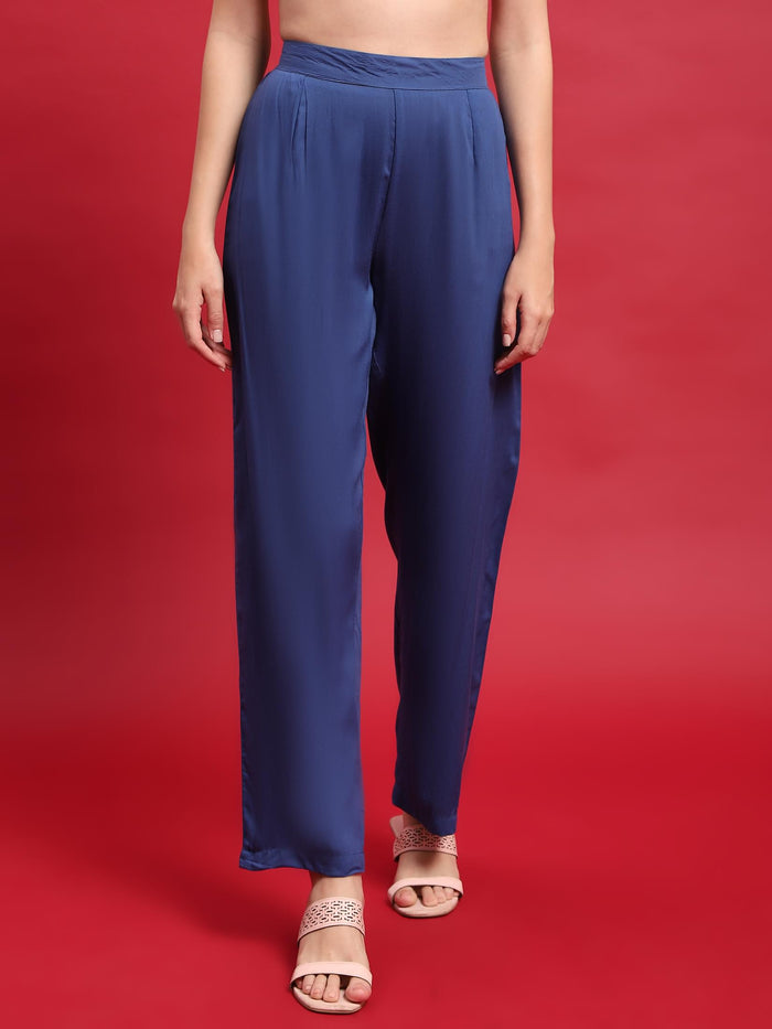 Women Viscose Blue Solid Kurta Comfort Pant Dupatta.