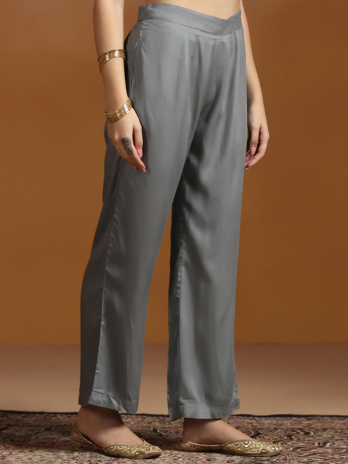 Women Viscose Jacquard Steel Blue Kurta Comfort Pant Dupatta.