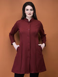 Women Viscose Maroon Solid Shrug.
