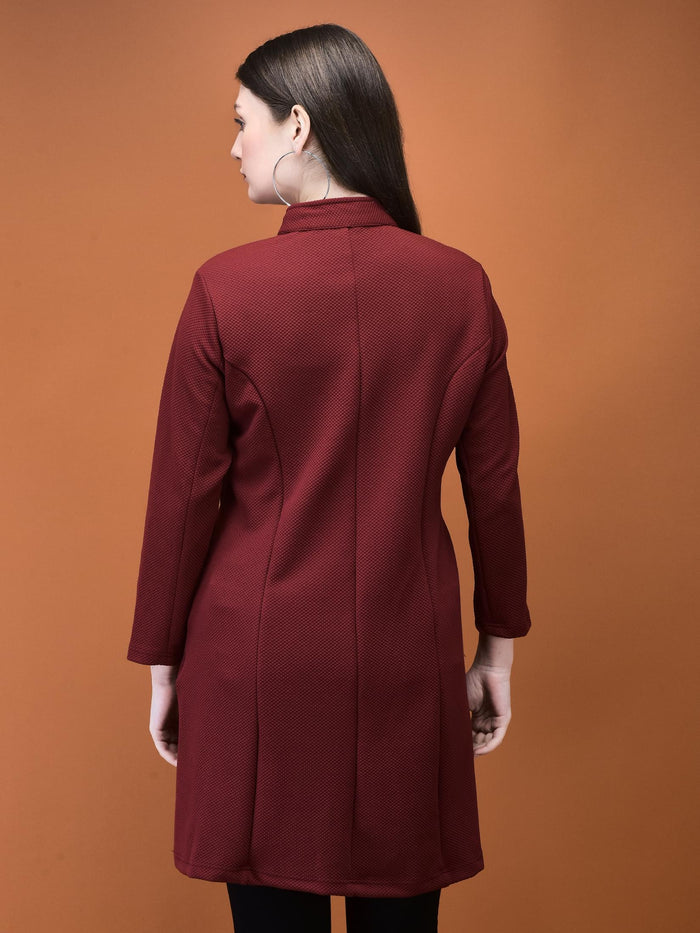 Women Viscose Maroon Solid Shrug.