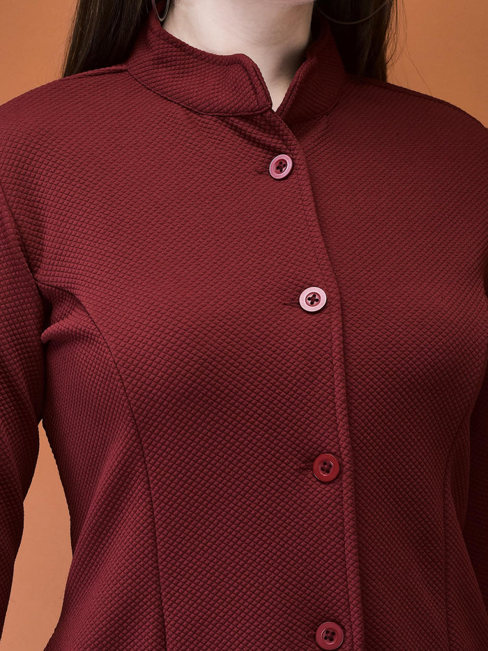 Women Viscose Maroon Solid Shrug.