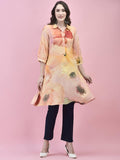 Women Viscose Multicolor Abstract Print Kurta.