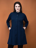 Women Viscose Navy Blue Solid Shrug.